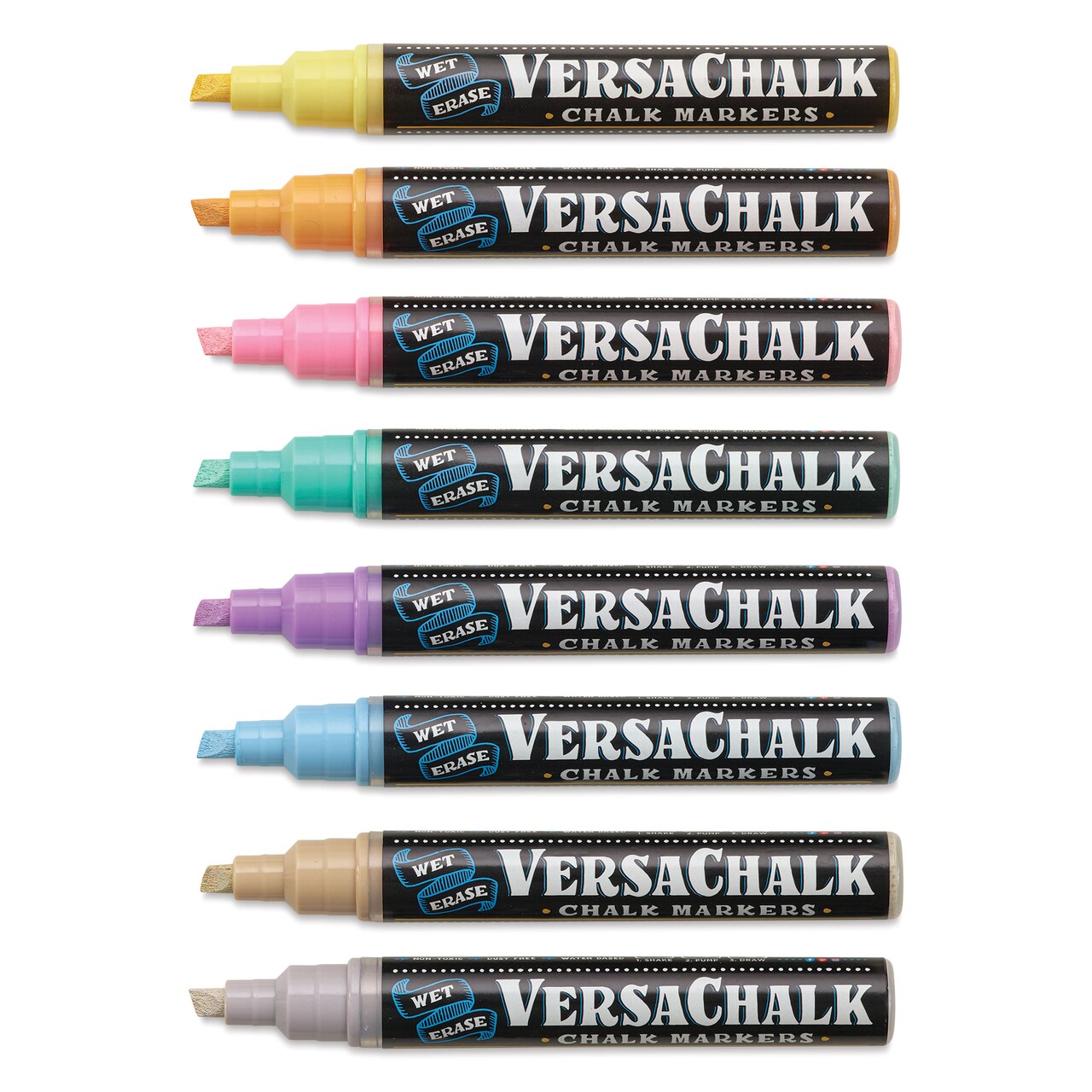 VersaChalk Wet Erase Liquid Chalk Markers - Pastel Colors, 5 mm, Set of 8, Bold Tip